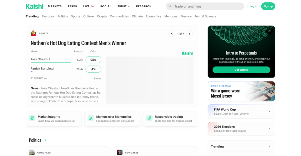 kalshi homepage dashboard